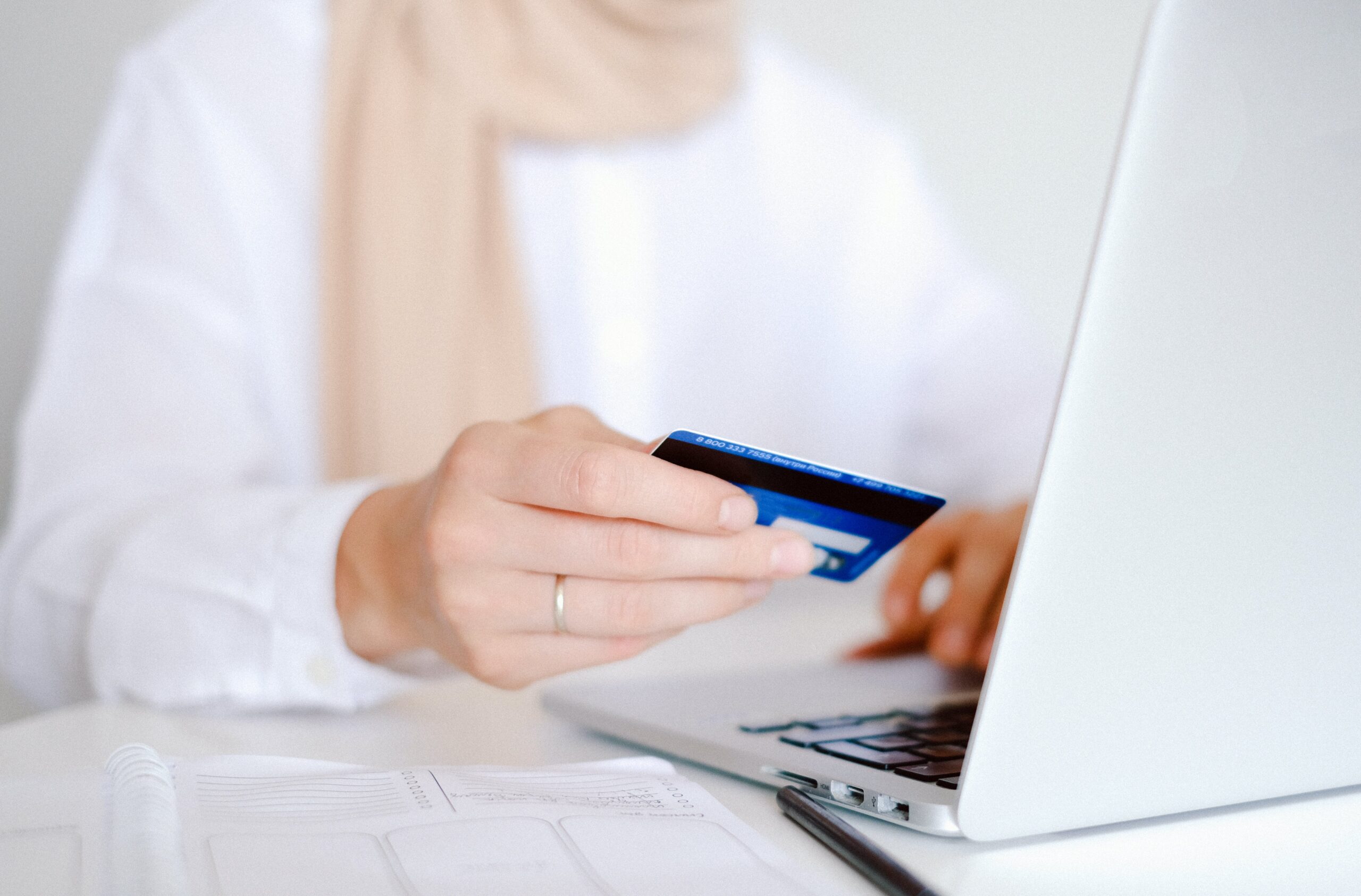 A woman making an online payment.